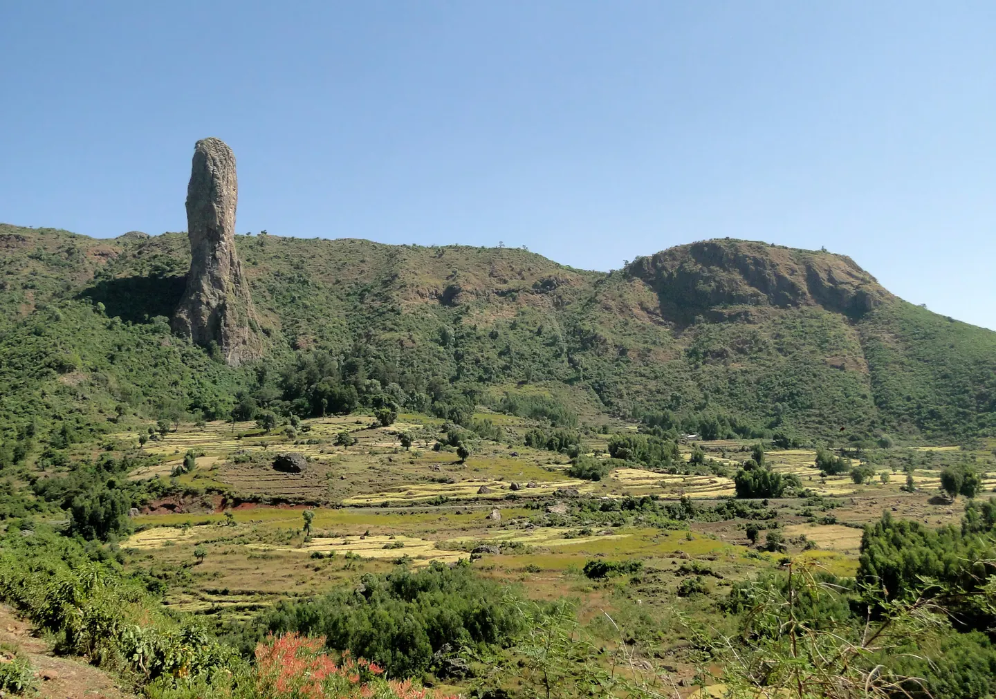 Felsige Hochlandlandschaft in der Region Amhara in Äthiopien